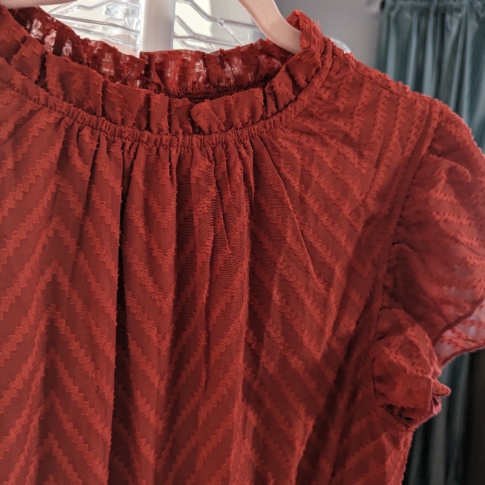 Elegant Rust Orange Midi Dress - Picture 6 of 13
